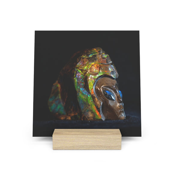 Ammonite Being - Print with Wooden Stand