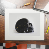 Black Quartz Skull  -  Fine Art Print and Passepartout Paper Frame