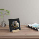 Pietersite Skull - Print with Wooden Stand