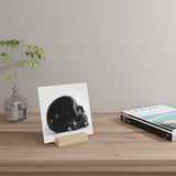Black Quartz Skull - Print with Wooden Stand