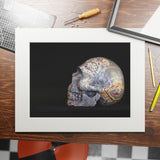 Dendritic Mirror Skull  -  Fine Art Print and Passepartout Paper Frame