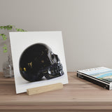 Black Quartz Skull - Print with Wooden Stand