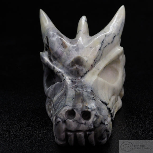 Green Marble Dragon Skull