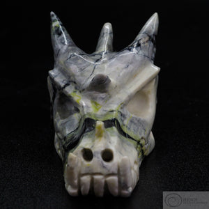 Green Marble Dragon Skull