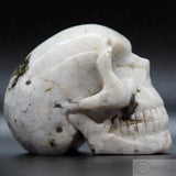 Moonstone with Green Tourmaline Human Skull