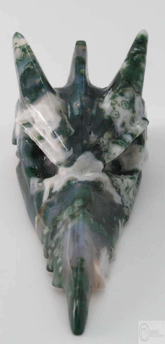 Moss Agate Phoenix Skull