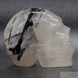 Quartz and Black Tourmaline Human Skull (QBT04)