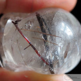 Rutilated Quartz, Black and Pink Tourmaline and Copper Needles Skull