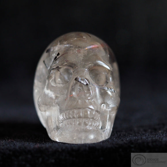 Rutilated Quartz, Black and Pink Tourmaline and Copper Needles Skull