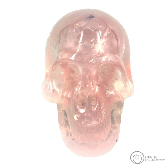 Pale pink opaque small sized human crystal skull